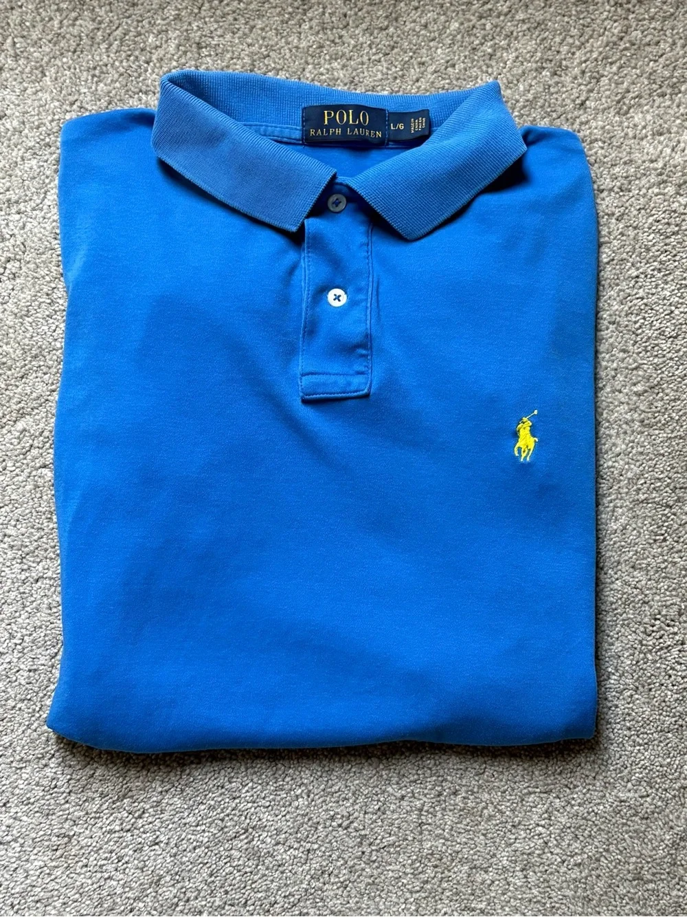 Ralph Lauren Men's Bright Blue Polo with Yellow Pony Logo